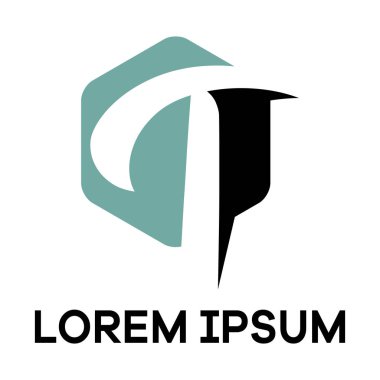 T harfi logo tasarımı. Altıgen şekil vektör illüstrasyonunda t harfi. 