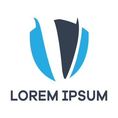 V harfi logo tasarımı. Kalkan vektör çiziminde V harfi. güvenlik ve güvenlik simgesi