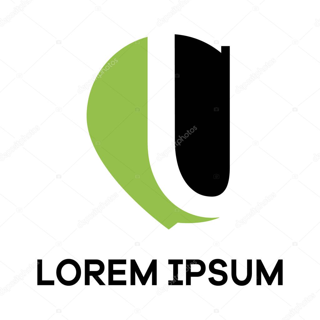 U letter logo design. Letter u in location pin shape vector illustration.