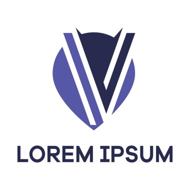 V harfi logo tasarımı. Konum pin vektör illüstrasyonunda v harfi.