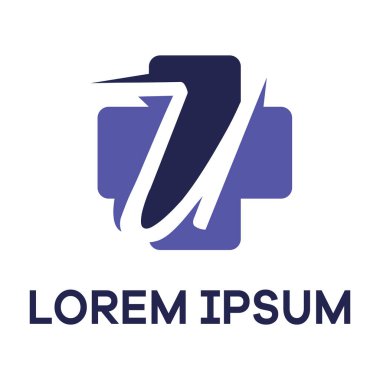 U harfi logo tasarımı. Tıbbi işaretleme vektör illüstrasyonunda u harfi.