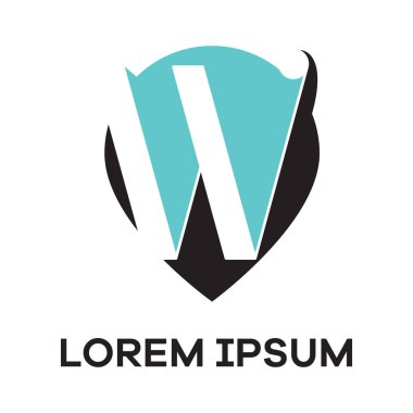 W harfi logo tasarımı. İğne şekli vektör illüstrasyonunda w harfi