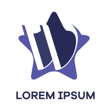 T harfi logo tasarımı. Yıldız şekli vektör illüstrasyonunda t harfi.