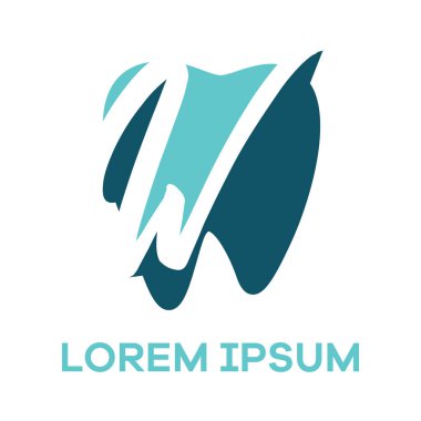 W harfi logo tasarımı. Diş şekli vektör illüstrasyonunda W harfi.