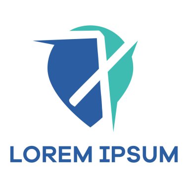 X letter logo design. Letter X in pin shape vector illustration