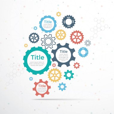 Vites zinciri ile Infographic vektör şablonu. Gears vektör tasarımı, Gear BilgisiName 