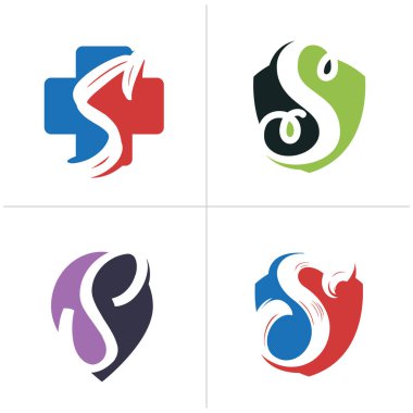 S harfi logo tasarımı. S harfi simgesi vektör kümesi.
