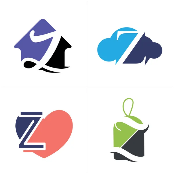 Σχεδιασμός Λογότυπου Γράμματα Στο Σπίτι Και Στο Σύννεφο Σύνολο Διανυσμάτων — Διανυσματικό Αρχείο