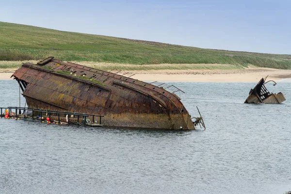 Royal Navy block ship SS Reginald, Weddel Sound, Scapa Flow, Ork — Stock Photo, Image