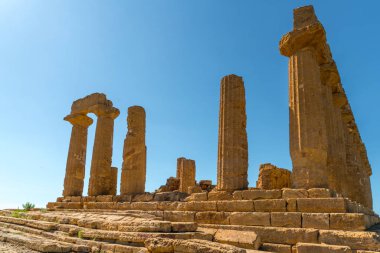 Juno Temple, tapınaklar (Valle dei Templi), Agrigento, Sicilya, İtalya Vadisi. Antik bir Yunan Dorik Tapınak