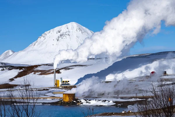Winter Blick Auf Bjarnarflag Geothermal Power Station Der Nähe Des — Stockfoto