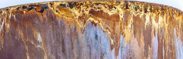 Beautiful Rust Pattern Side Metal Storage Tank Corrosion Caused Acidic — Stock Photo, Image