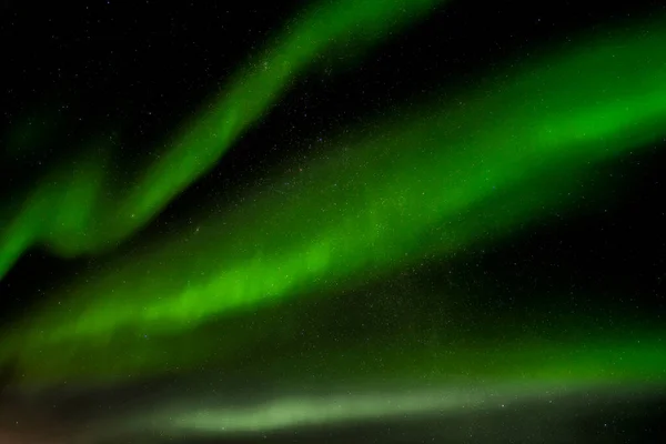 Green Aurora Borealis Streamers Norte Islândia Margens Lago Myvatn — Fotografia de Stock