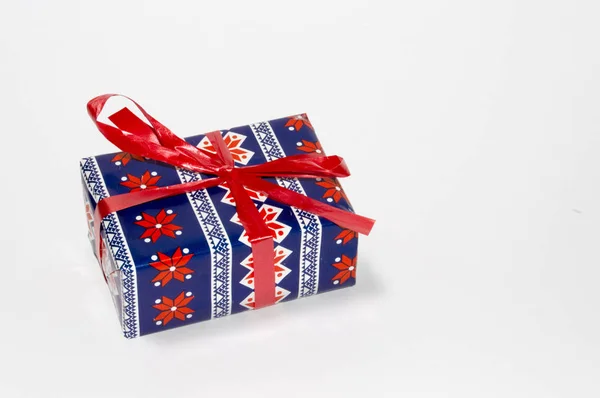 Blue and red gift box — Stock Photo, Image