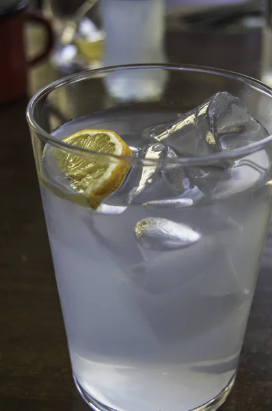 glass with lemon soda