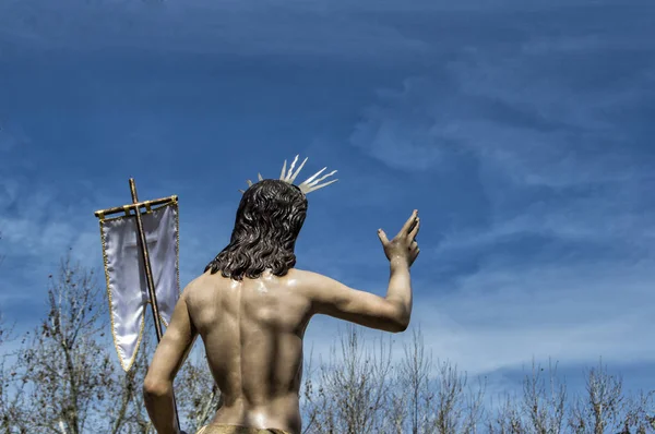 Sculpture Risen Christ Sculpture Risen Christ His Back Cut Out — Stock Photo, Image