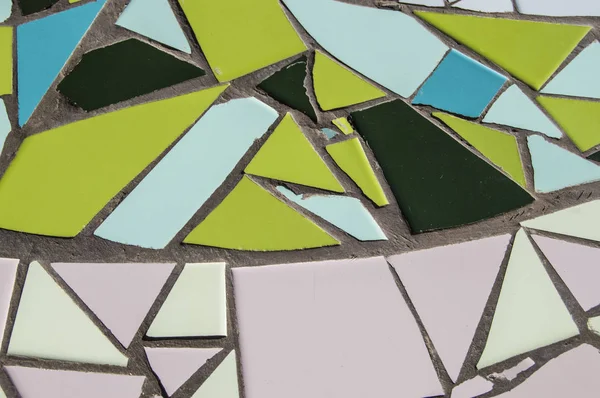 Rotto Mosaico Piastrelle Sfondo Con Rotto Mosaico Piastrelle Colori Verde — Foto Stock