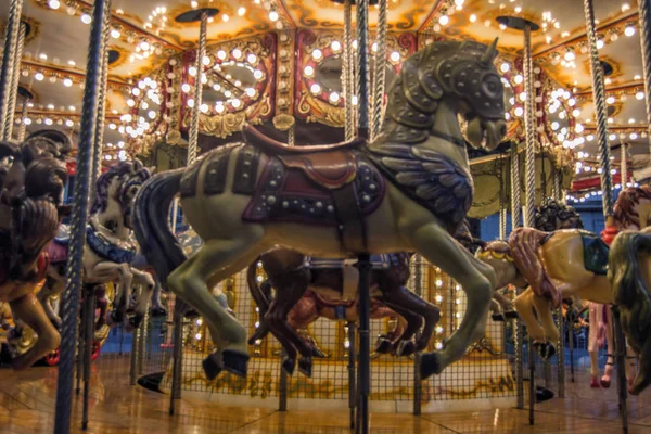 Wooden Horse Christmas Carousel Madrid Spain — Stock Photo, Image