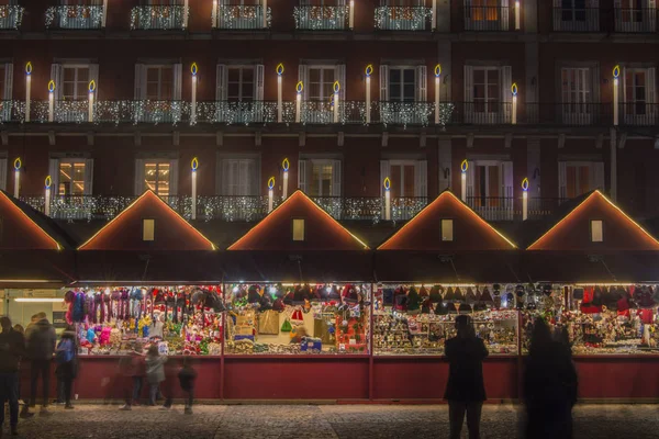 Weihnachtsmarkt Auf Dem Bürgermeister Platz Madrid Spanien lizenzfreie Stockbilder