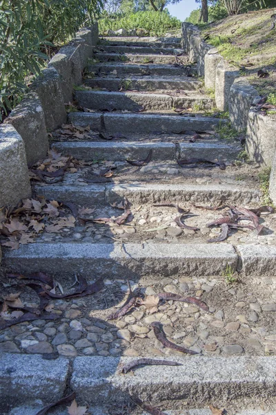 Escalier Pierre Dans Parc Madrid Espagne — Photo