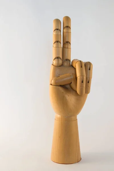 Solid Gelede Houten Hand Zegen Geïsoleerd Witte Achtergrond — Stockfoto