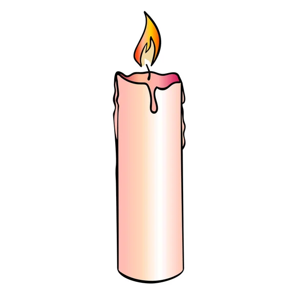 Burning Melted Candle — Stock Vector