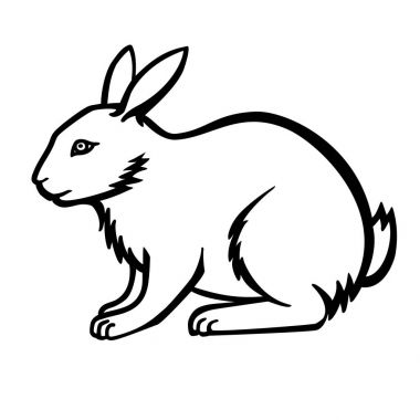 Tavşan. Doğrusal çizim bir Bunny. Şablon boyama