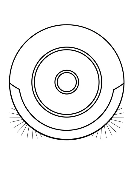 Robot Vacuum Cleaner View Line Drawing — Stock Vector