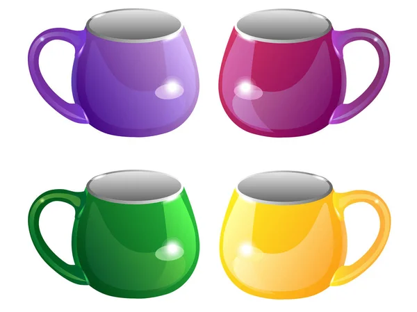 Tazze Tazza Set Tazze Tazze Multicolori — Vettoriale Stock