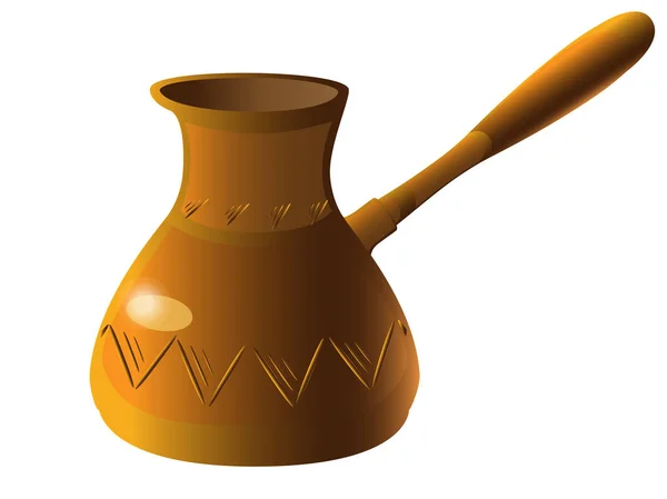 Турецька Кавоварка Глини Етнічних Керамічний Посуд Приготування Кави Кераміка Кави — стоковий вектор