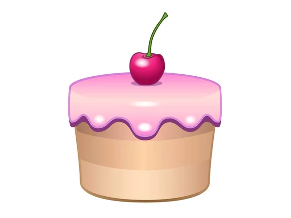 Gâteau Aux Cerises Pâtisseries Sucrées Cupcake Crémeux Couvert Cerises Cupcake — Image vectorielle