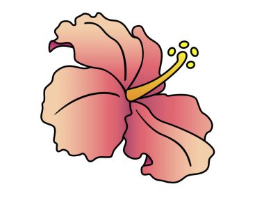 Narin Çiçek Karkade - güzel bir tropikal çiçek - siyah çizgili ve gradyan dolgulu tam renkli bir resim taşıyacak.