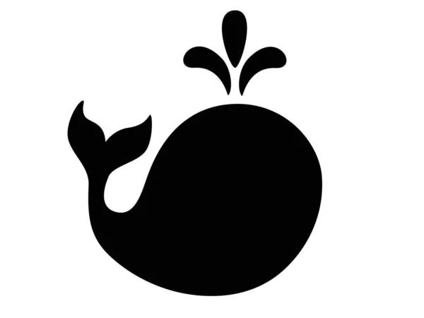 Silhouette Baleine Signe Icône Logo Rorqual Marin Baleine Noire Vectorielle — Image vectorielle