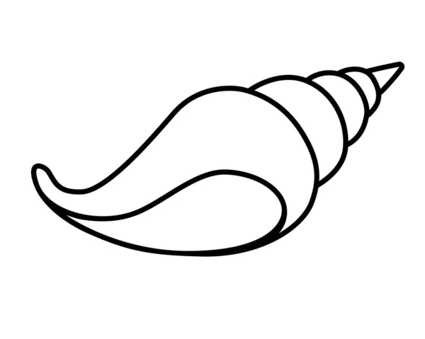 Guscio Guscio Conico Spirale Mollusco Marino Oceanico Quadro Lineare Vettoriale — Vettoriale Stock