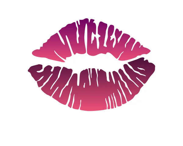 Lipstick Imprint Bright Red Trail Kiss Painted Female Lips Vector — Stock Vector