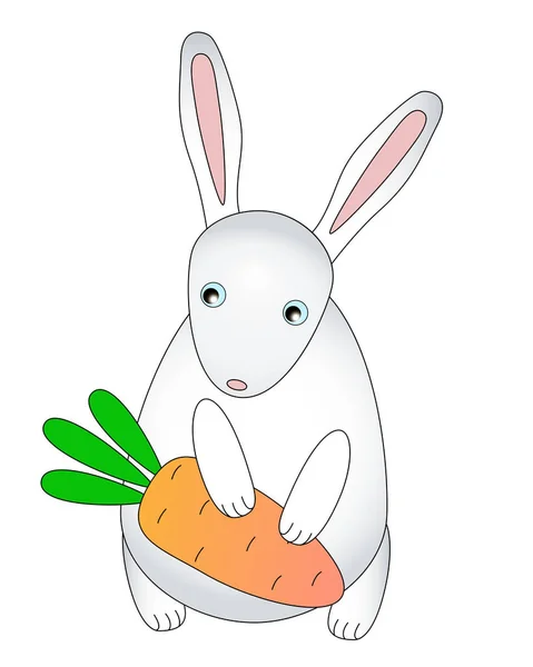 Rabbit Carrots Small Cute Children Bunny Holds Carrot Its Paws — Stock Vector