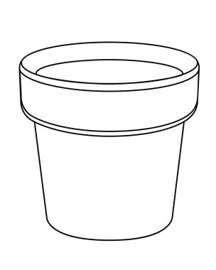 Boş saksı - vektör şablonu. Kapalı alandaki bitkiler için önbellek kabı - bahçecilik için bir konu - boyama için vektör doğrusal çizimi. Özet geç. El çizimi