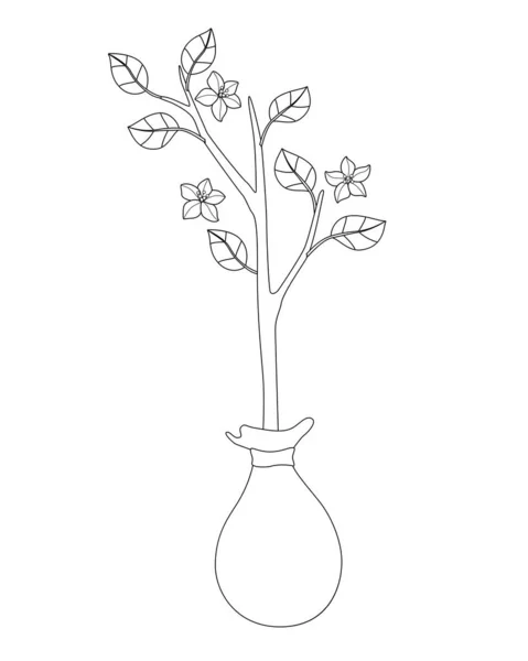 Sapling Leaves Flowers Prepared Planting Spring Garden Vector Linear Picture — Stock vektor