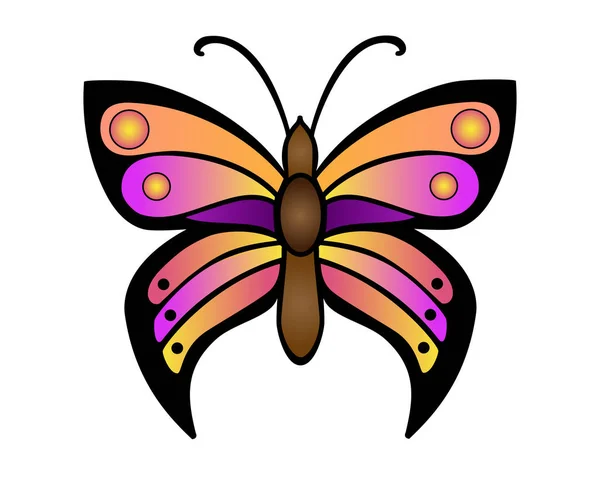 Schmetterling Helle Und Kontrastreiche Vektor Schmetterling Rosa Orange Und Lila — Stockvektor