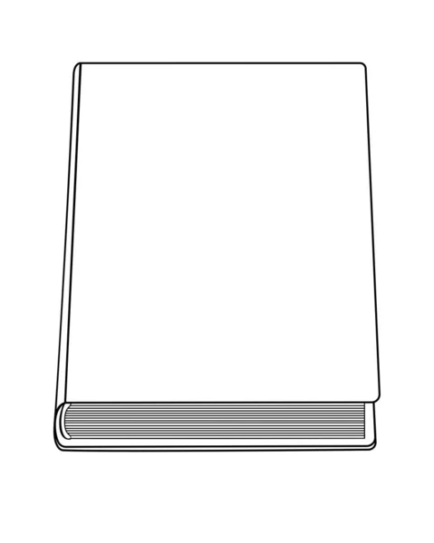 Libro Cerrado Ilustración Vectorial Lineal Para Colorear Cubra Espacio Copia — Vector de stock