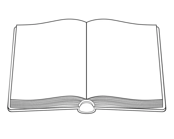 Livro Aberto Ilustração Vetorial Linear Para Colorir Abra Espaço Cópia — Vetor de Stock