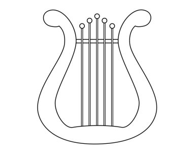 Lyra - müzik enstrümanı - boyama için vektör doğrusal resim. Özet geç. Lyra ya da harp, şiirsel ilham ve yaratıcılığın bir sembolüdür - müziğin teması üzerine bir simge ya da logo.
