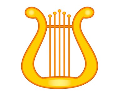 Altın Lir, şiirsel esinlenmenin sembolü olan bir müzik enstrümanıdır. Lir ya da altın rengi arp - stok çizimi.