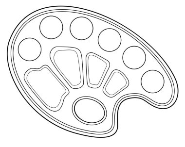 Palet boyama için vektör doğrusal bir resimdir. Özet geç. Palet bir sanatçı gereğidir. Temiz palet.
