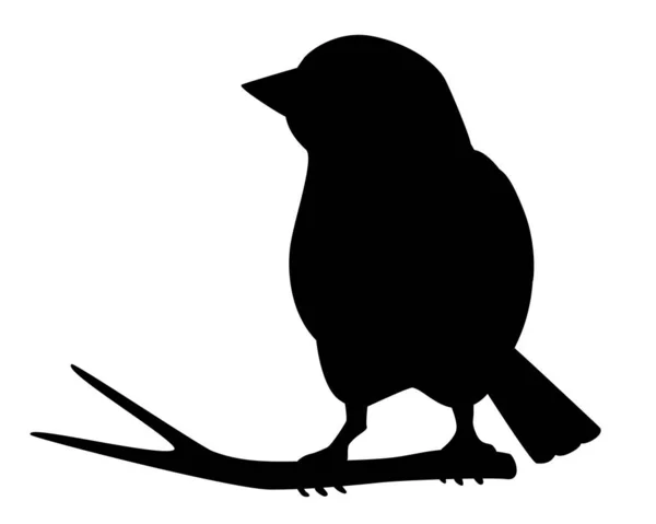 小さな美しい鳥 ロゴやピクトグラムのベクトルシルエット 枝に座って雀 アイコン 枝黒のシルエットの鳥 — ストックベクタ