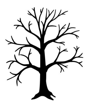 Büyük, uzun ağaç - logo veya simge için vektör siyah siluet. Ağaç silueti - simge veya pictogram.
