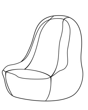 Koltuk çantası - çerçevesiz mobilya - boyama için vektör doğrusal resim. Özet geç. Koltuk - armut - çerçevesiz döşenmiş mobilya. El çizimi