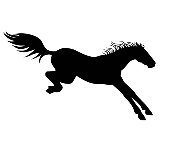 Caballo Vector Silueta Negra Caballo Aterrizando Después Salto Signo Pictograma — Vector de stock