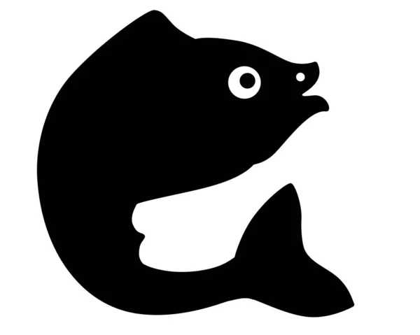 Silhuett Fisk Graciöst Böjd Fisk Svart Siluett För Logotyp Eller — Stock vektor