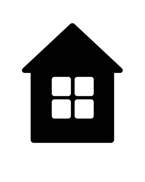 Casa Silueta Negra Vectorial Casa Con Ventana Icono Signo Para — Vector de stock